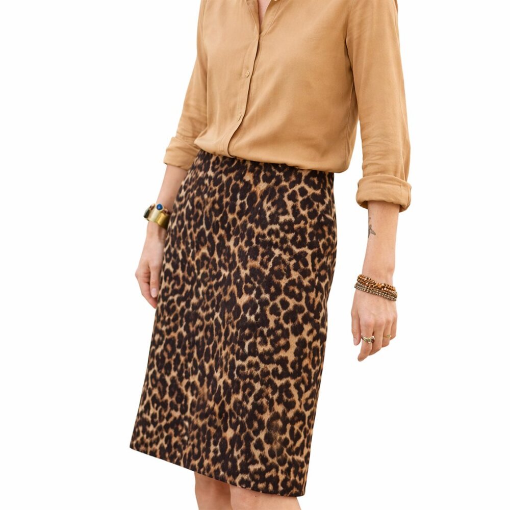 Talbots Leopard Print Pencil Skirt Size 12 Brown/Black